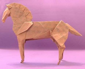horse made out of brown paper