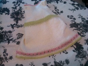 pink green white knit baby dress